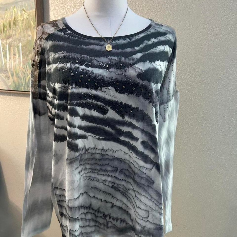 Y2K Tie Dye Studded Long Sleeve‎ Top Made in USA - Size S